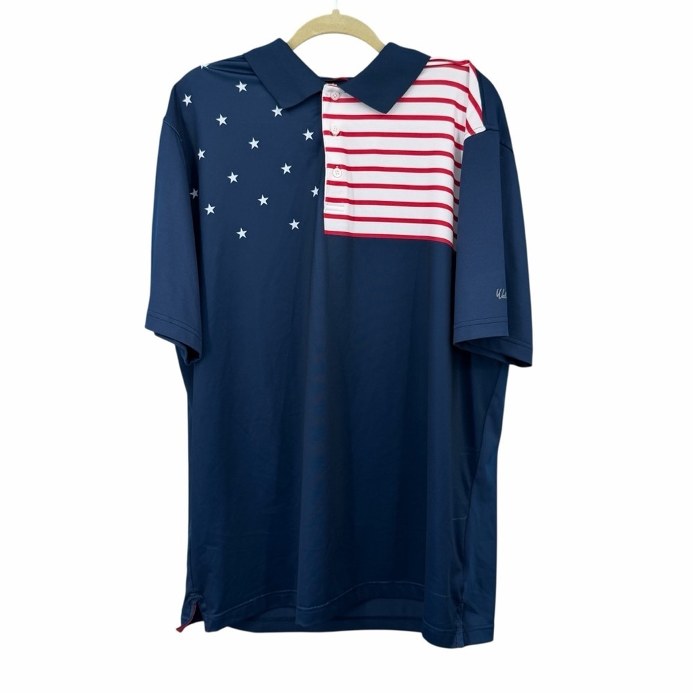 Patriotic USA Flag Golf Polo | Red White Blue Colorblock Shirt